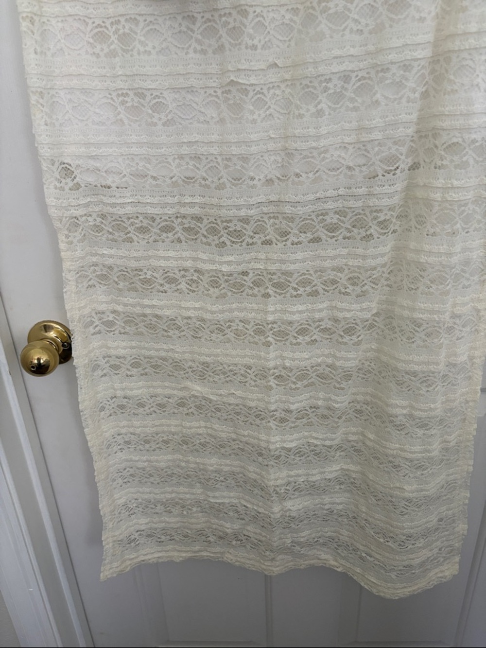 No Boundaries Cream Lace Maxi Skirt with Brown Waist Tie - Picture 3 of 3